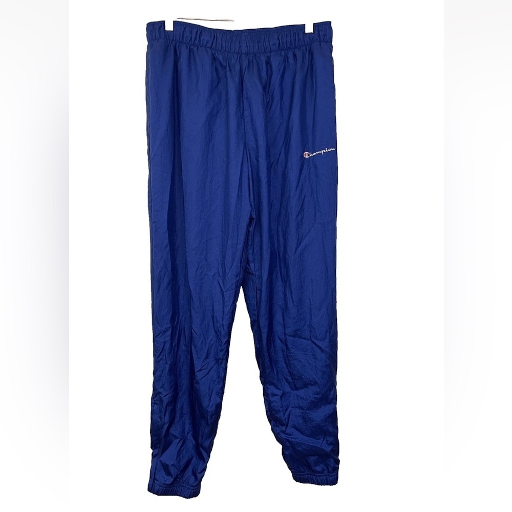 Champion‎ Track Pants Men’s L Royal Blue Athletic Windbreaker Logo Jogger 90’s